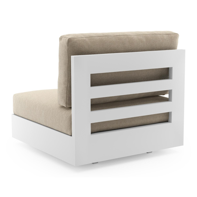 Como loungestoel in wit aluminium met althea chalk all weather cosytica kussen