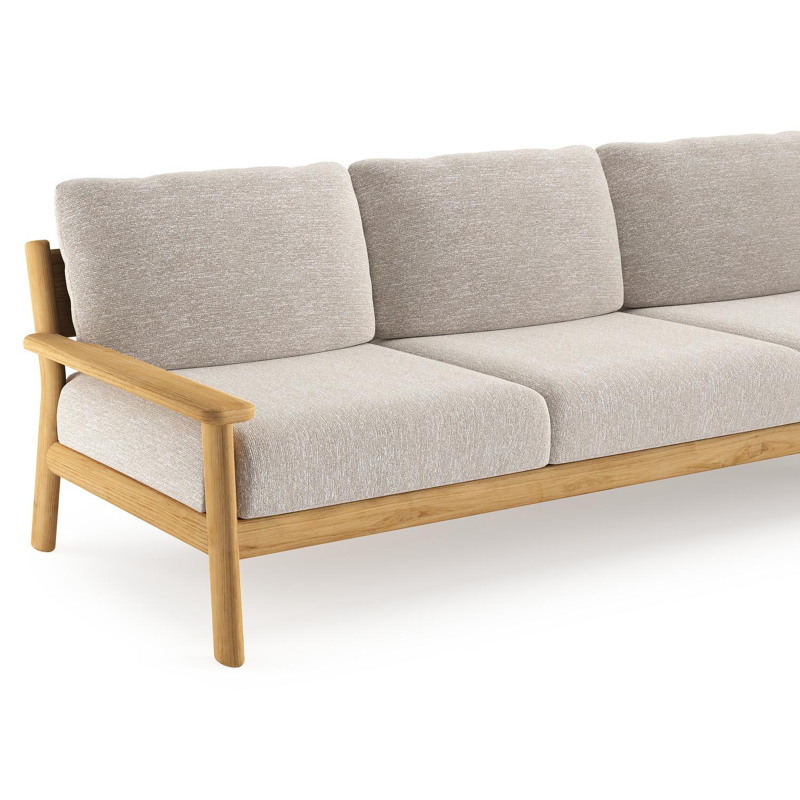 Amaro loungebank in teak met tundra sand all weather sunbrella® luxe kussen