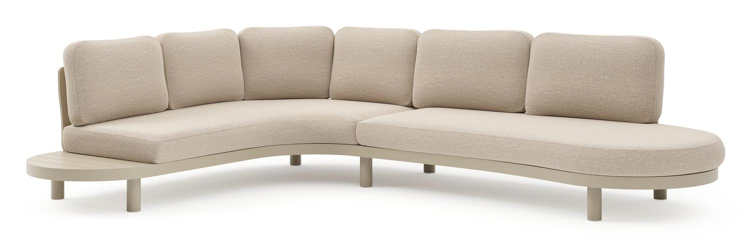 Palma loungehoek in beige aluminium met rustic weather+ softtouch kussen