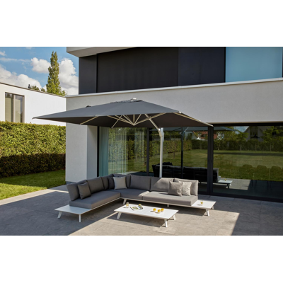 Puglia loungehoek in wit aluminium met grijs weather+ softtouch kussens