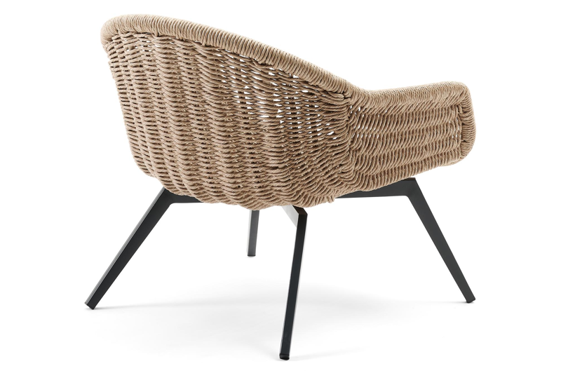 Pagino loungezetel 1-zit in zwart aluminium en wicker