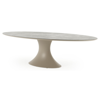 Fano tuintafel ovaal in beige aluminium en volkeramiek Shilin - L 290 x B 148 x H 75 cm