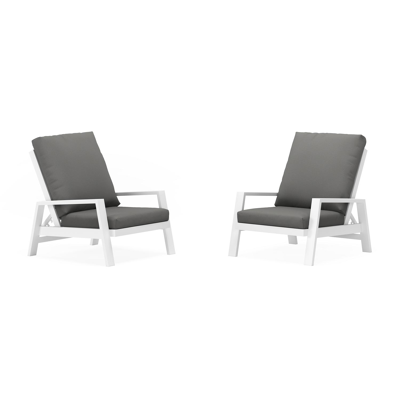 Set van 2 Veneto loungestoelen 2 x 1-zit in wit aluminium met grijs weather+ softtouch kussen