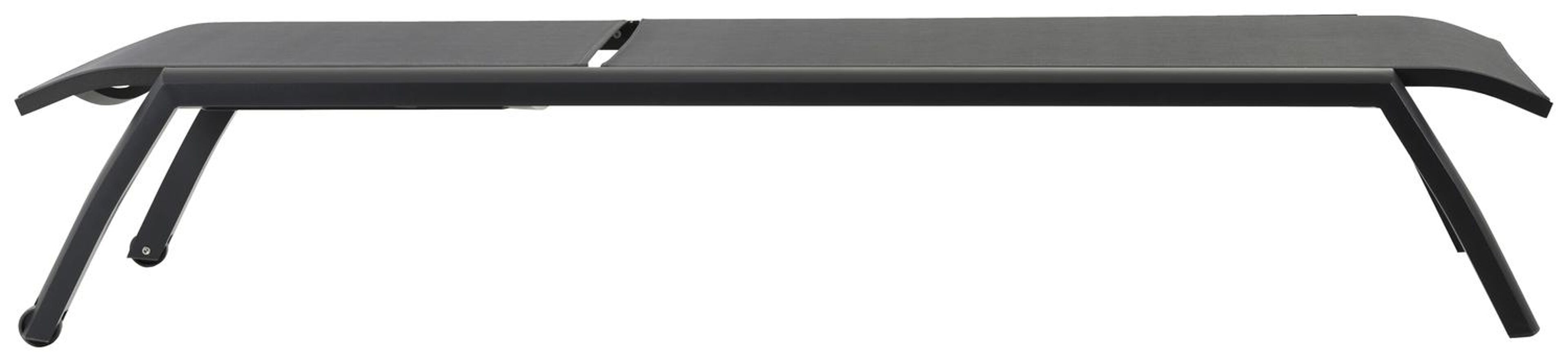 Ensemble de 2 chaises longues réglables Bari en aluminium noir avec textilène gris