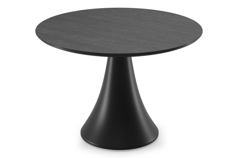 Table basse Fano en noir aluminium et céramique pleine basalt black - Diam. 85 x Haut. 55 cm