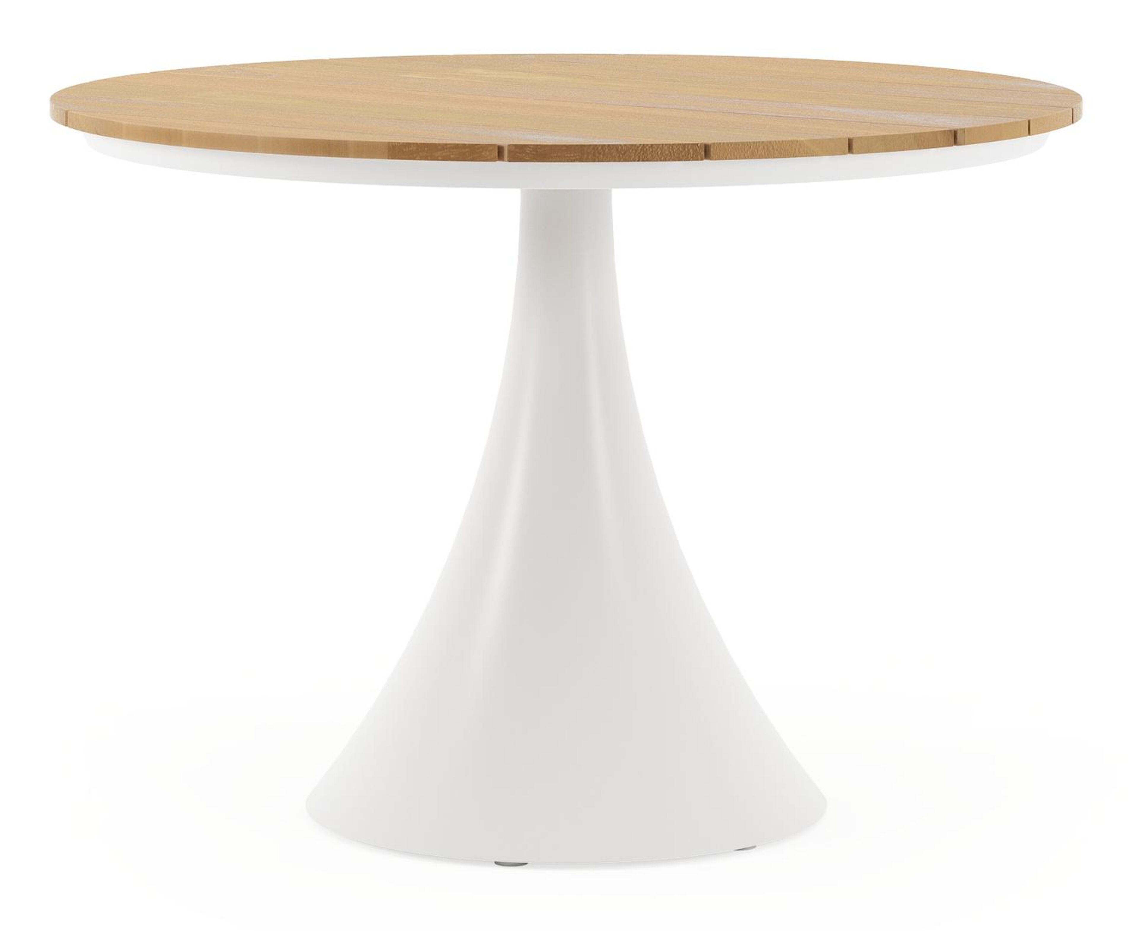 Fano tuintafel in wit aluminium en teak - Dia. 110 x H 75 cm