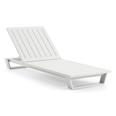 Pagino verstelbaar ligbed in wit aluminium met natte charcoal chine Sunbrella® Premium kussen