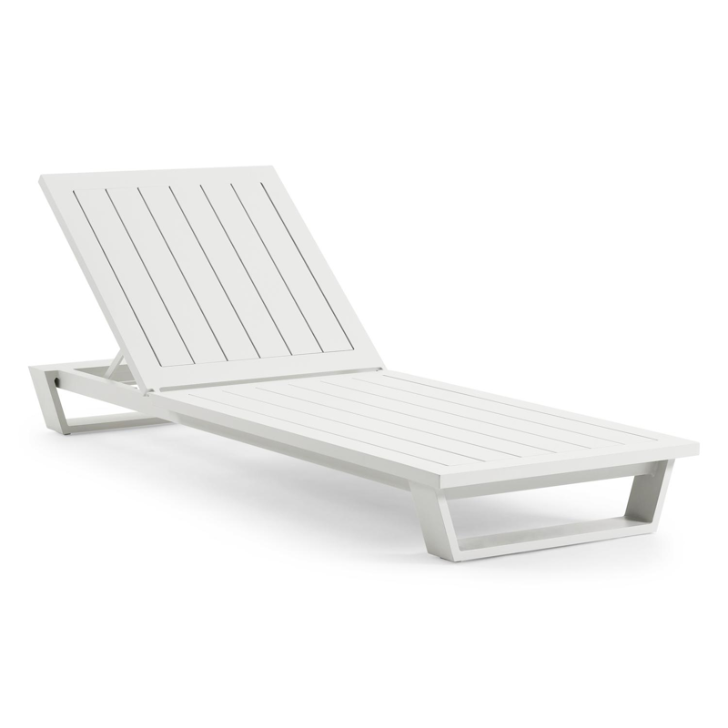 Pagino verstelbaar ligbed in wit aluminium met althea chalk all weather Cosytica kussen