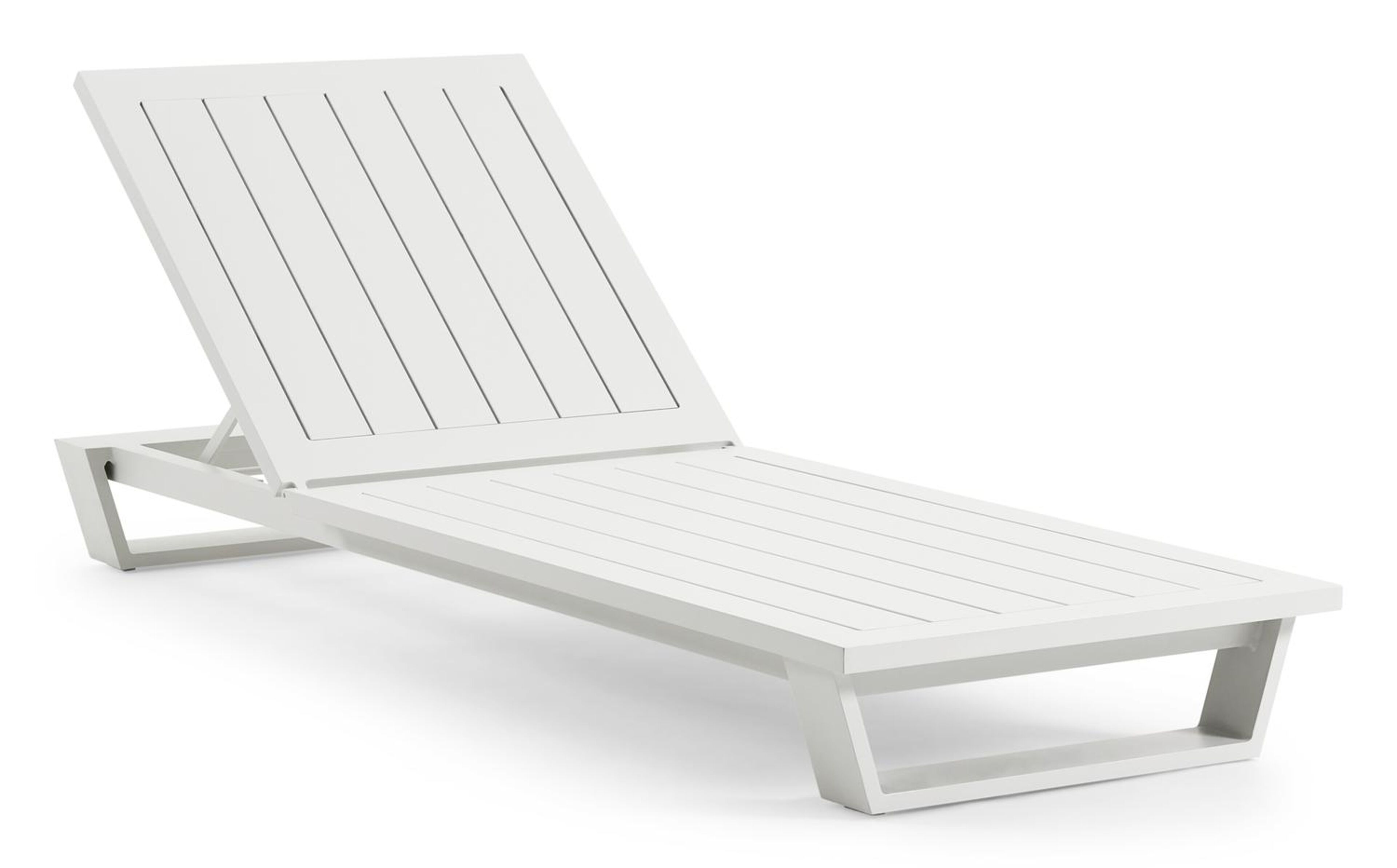 Pagino verstelbaar ligbed in wit aluminium met savane nimbus all weather sunbrella® luxe kussen