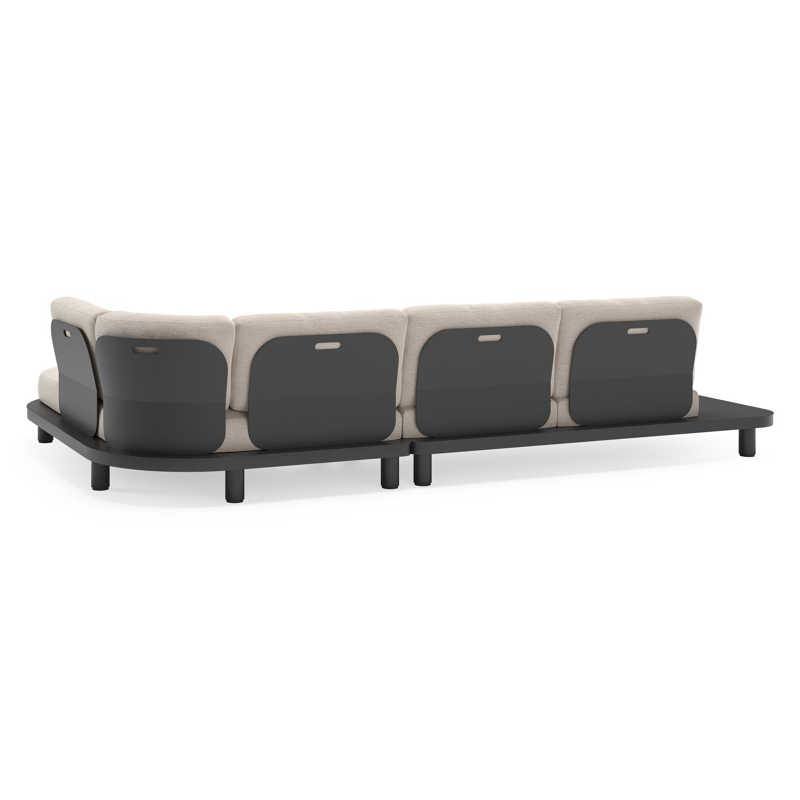 Donato loungehoek in zwart aluminium met all weather sunbrella® luxe Slow Farafra kussen