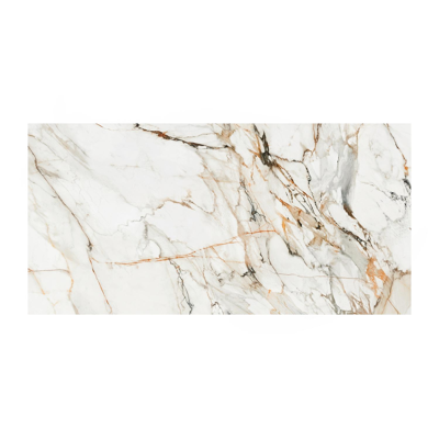 Table de jardin Malito en aluminium blanc et céramique pleine calacatta luxe - Lg 200 x Larg. 100 x H 75,5 cm