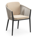 Aluminium noir et corde plate beige tissée verticalement