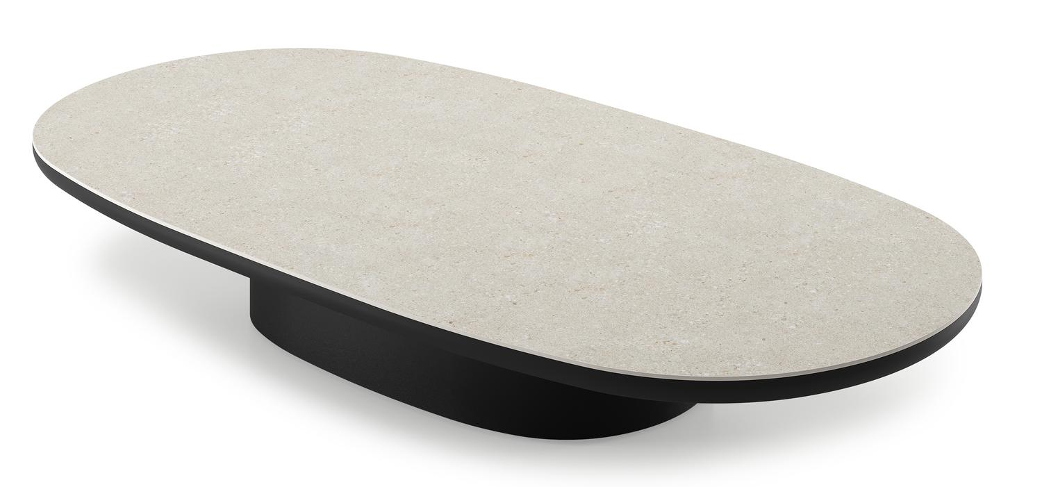 Amico loungetafel bombo in zwart aluminium en volkeramiek Shilin - L 171 x B 89 x H 24 cm