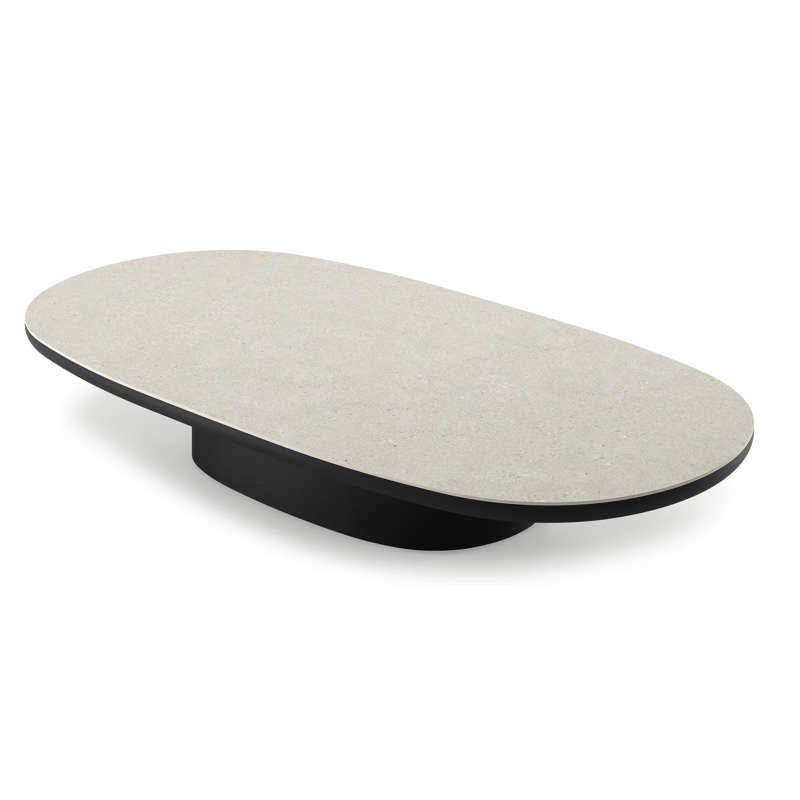 Amico loungetafel bombo in zwart aluminium en volkeramiek Shilin - L 171 x B 89 x H 24 cm