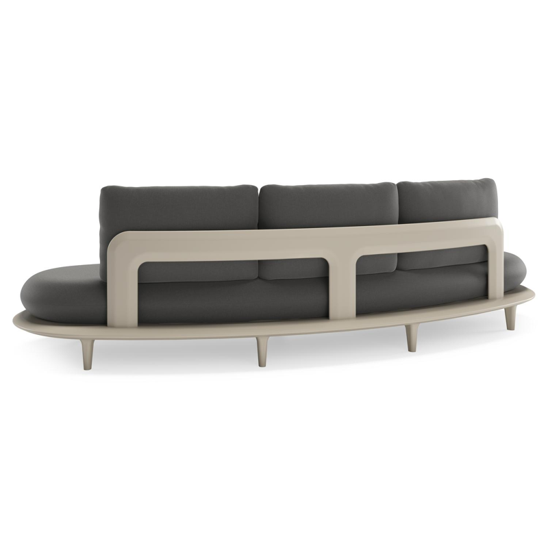Bomero loungeset in beige aluminium met natte charcoal chine all weather sunbrella® luxe kussen