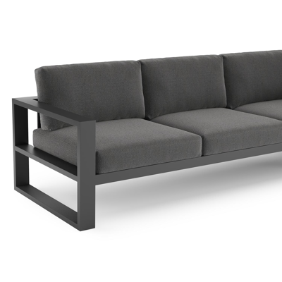 Verato loungehoek in zwart aluminium met savane tornado all weather sunbrella® luxe kussen