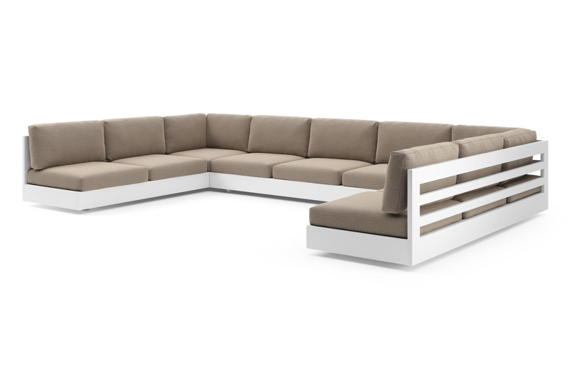 Como loungebank in wit aluminium met firenze earth all weather solica kussen