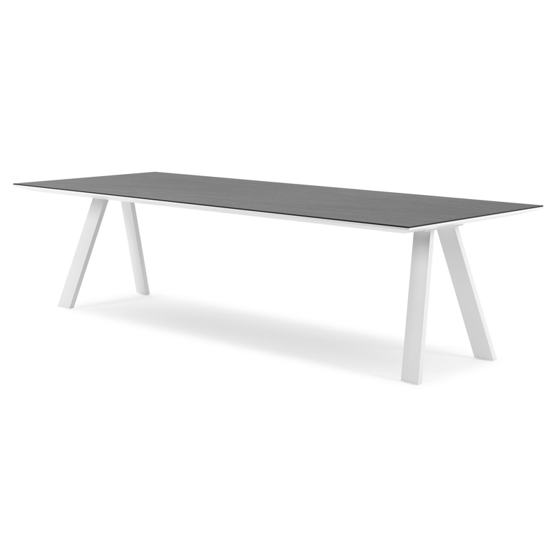 Cesano tuintafel rechthoekig in wit aluminium en volkeramiek Basalt Black - L 280 x B 110 x H 75 cm