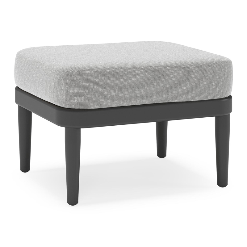 Pouf Orso en aluminium noir et coussins en all weather sunbrella® luxe Savane Grey