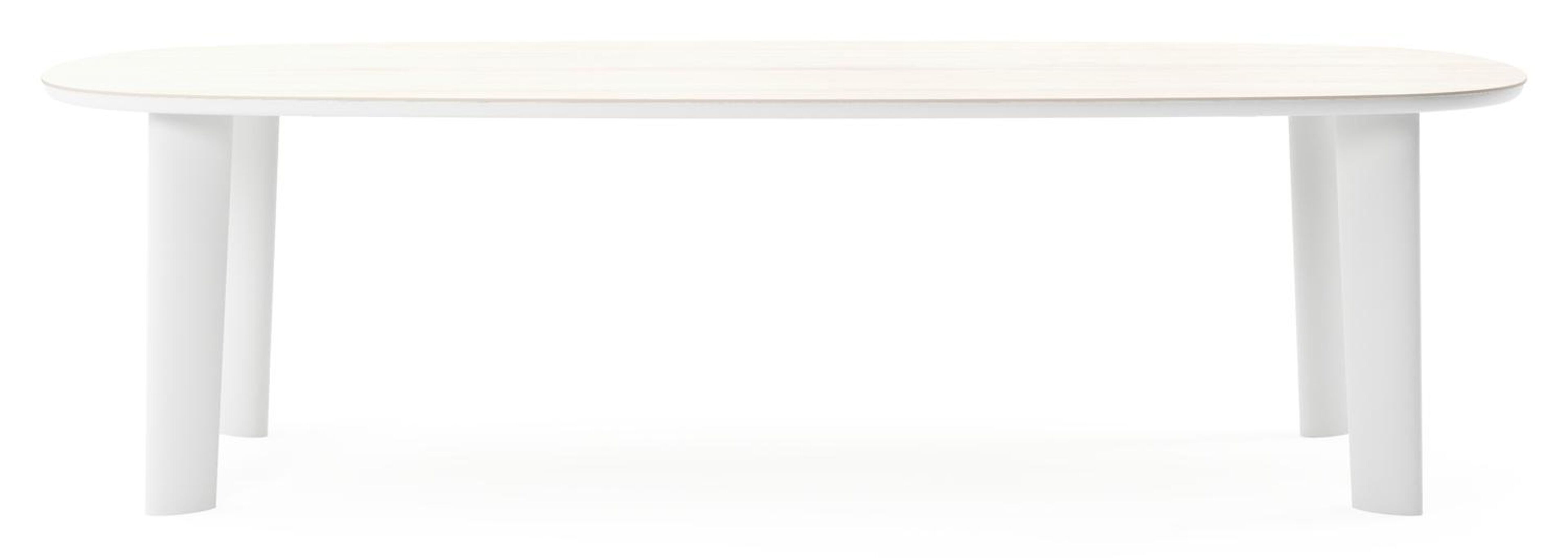 Table de jardin Amico bombo en aluminium blanc et céramique pleine Travertino Bianco - Lg. 270 x Lrg. 125 x Haut. 74 cm