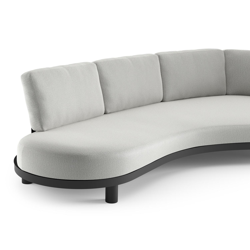 Canapé de jardin Donato en aluminium noir et coussins en all weather sunbrella® luxe savane nimbus