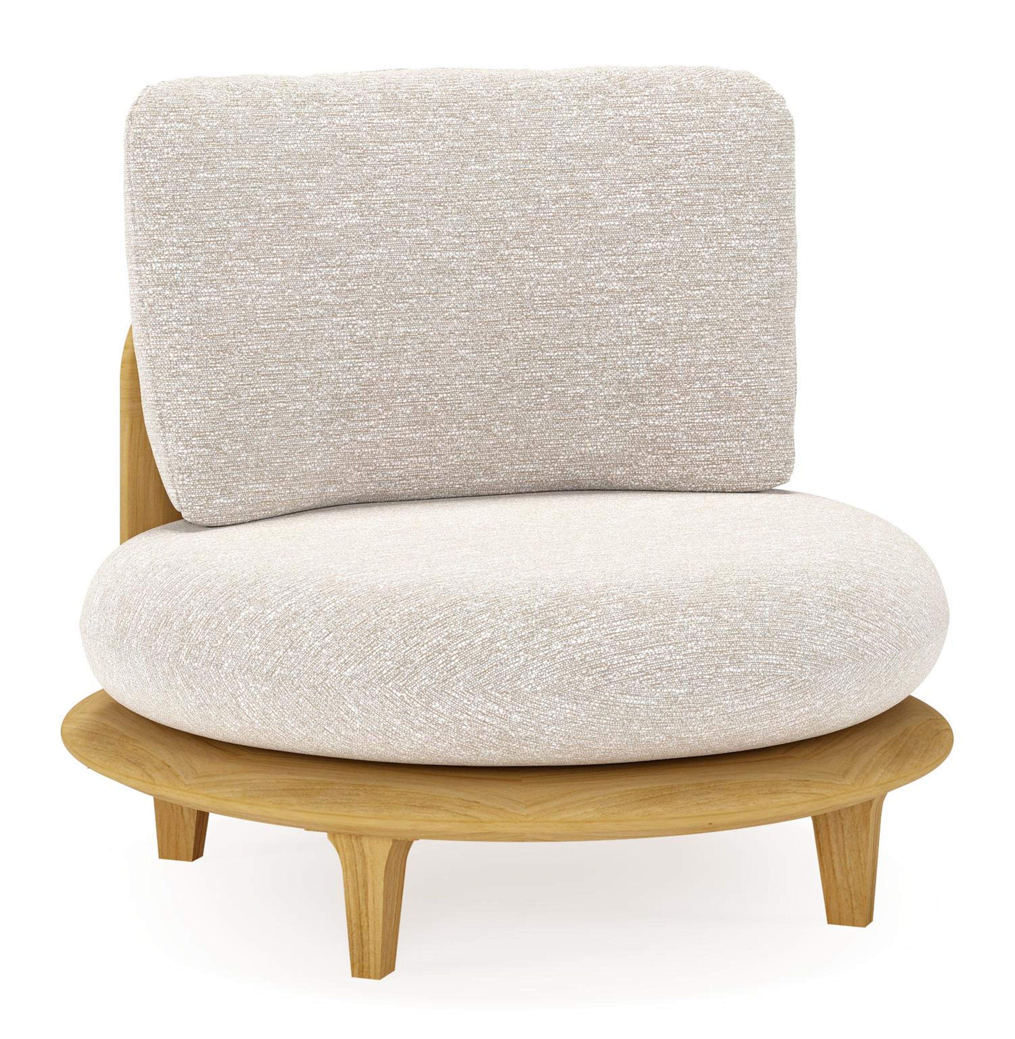 Bomero loungestoel in teak met tundra sand all weather sunbrella® luxe kussen