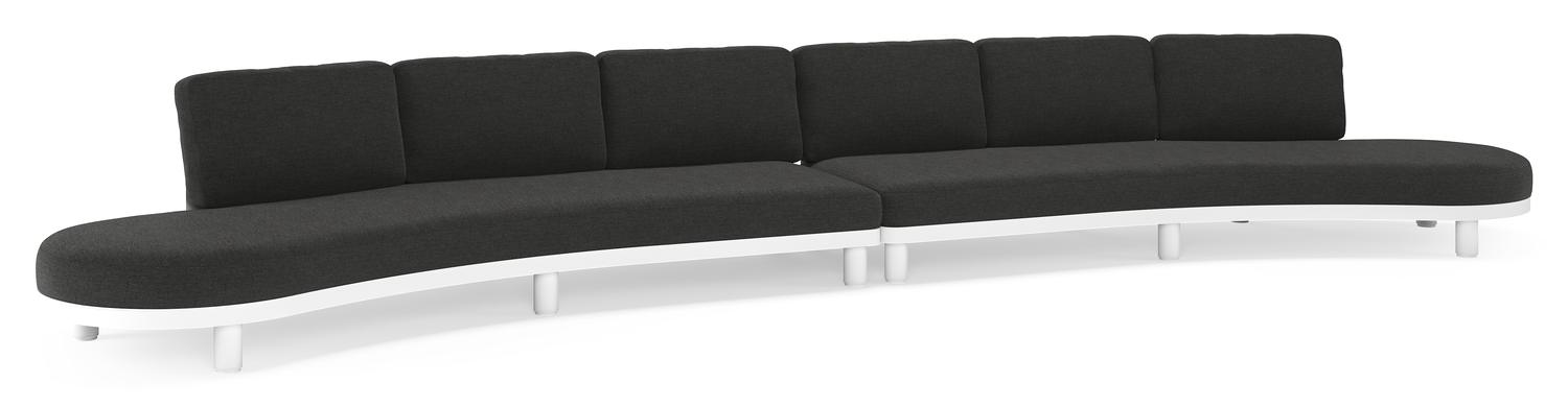 Canapé de jardin Donato en aluminium blanc et coussins en all weather sunbrella® luxe Chartres Sooty