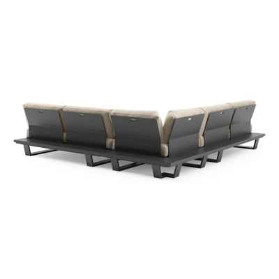 Pagino loungehoek in zwart aluminium met althea chalk all weather cosytica kussen