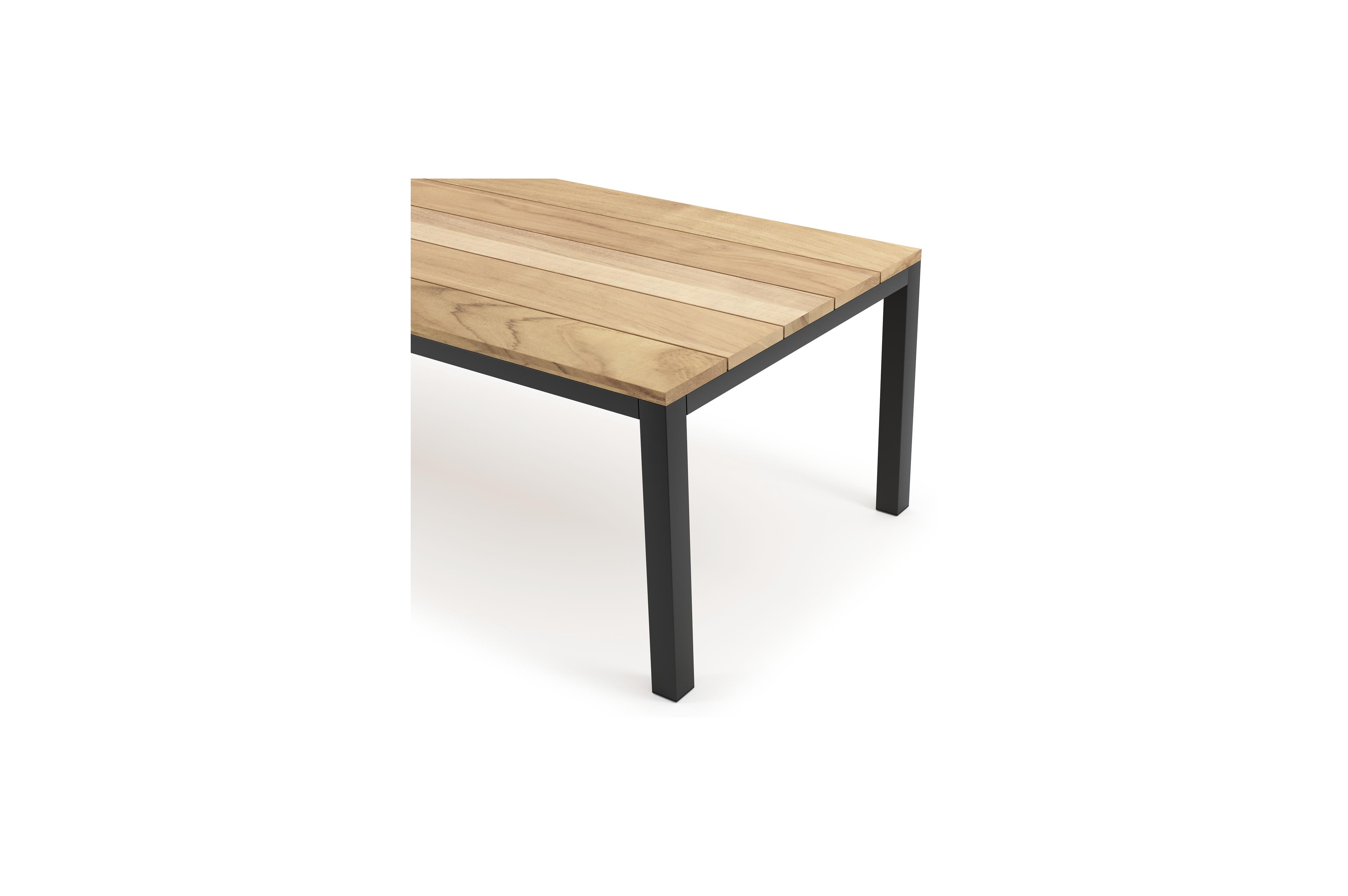 Como tuintafel in zwart aluminium en teak - L 280 x B 110 x H 75 cm
