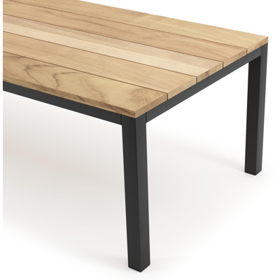 Table de jardin Como en aluminium noir et teck - Lg 280 x Larg. 110 x H 75 cm