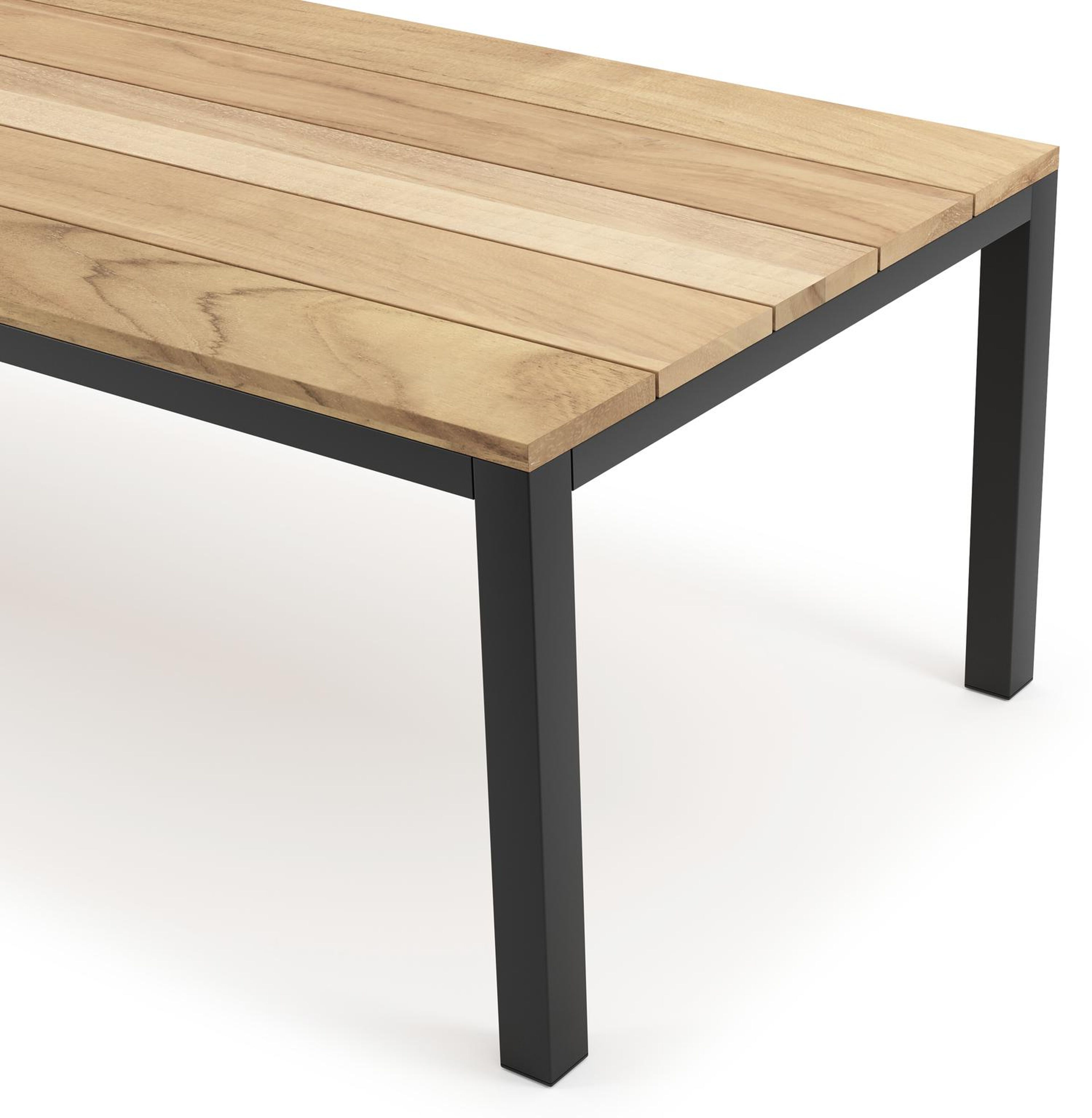 Table de jardin Como en aluminium noir et teck - Lg 280 x Larg. 110 x H 75 cm