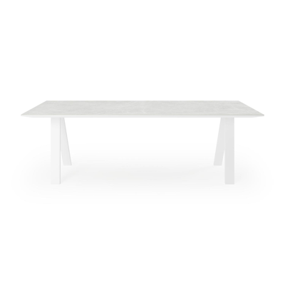 Table de jardin Cesano en aluminium blanc et céramique pleine zaha stone - Lg 240 x Larg. 100 x H 74 cm