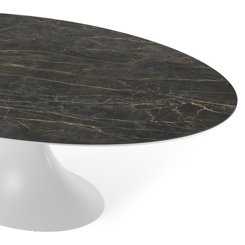 Fano tuintafel ovaal in wit aluminium en volkeramiek Black Obsession - L 240 x B 135 x H 75 cm