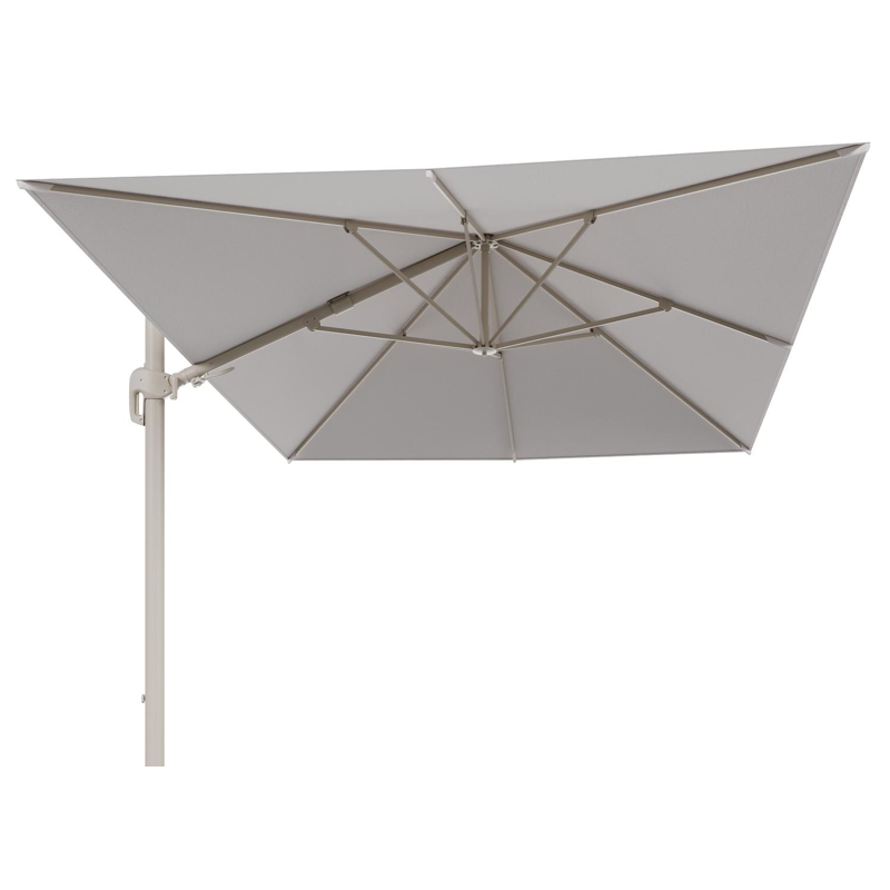 Parasol pendant Rufina avec fonction tilt en aluminium beige et toile de parasol en All Weather Solica Ego Eggshell  - Lg.1 400 x Lg.2 300 cm (sans pied de parasol