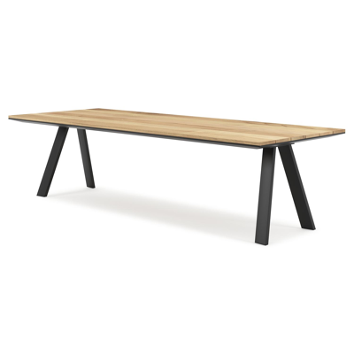 Cesano tuintafel rechthoekig in zwart aluminium en teak - L 280 x B 110 x H 75 cm