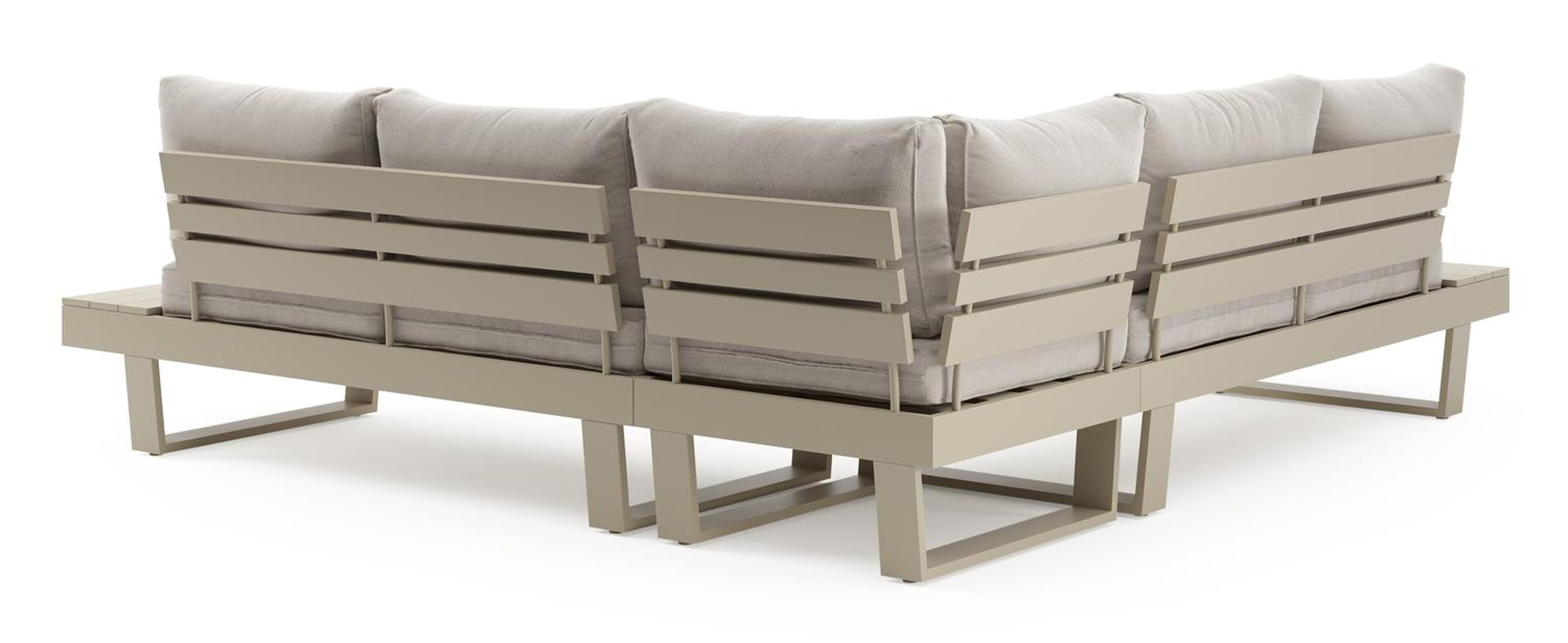 Alora loungehoek in beige aluminium met beige weather+ softtouch kussens en loungetafel