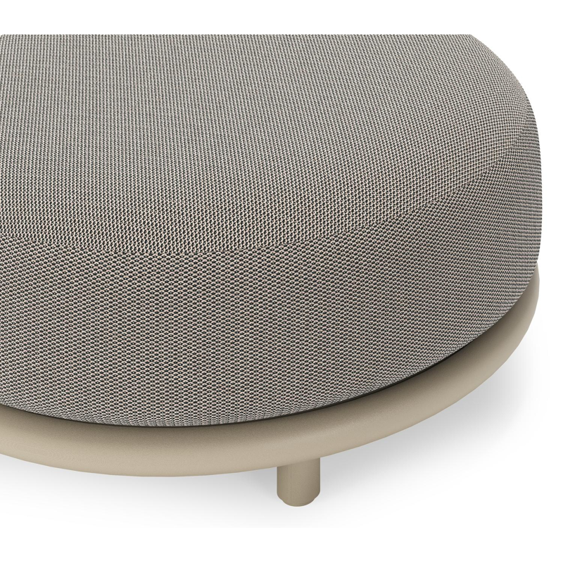 Lomano poef in beige aluminium en beige verticaal geweven luxe vlakke rope met Lopi Pepper all weather sunbrella® luxe
