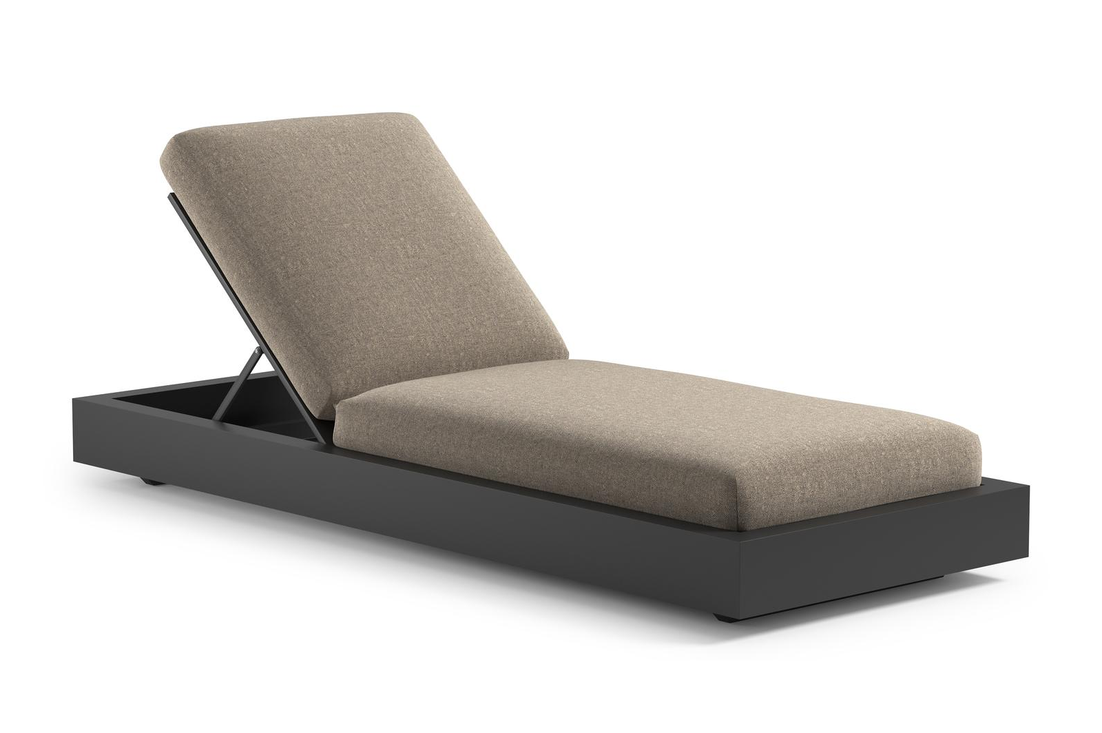 Como verstelbaar ligbed in zwart aluminium met chartres pewter all weather Sunbrella® luxe kussen