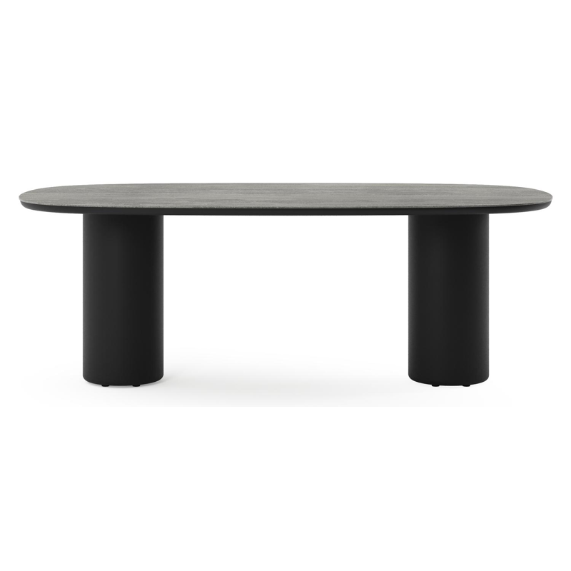 Amico tuintafel bombo in zwart aluminium en volkeramiek Aspen Grey - L 210 x B 110 x H 73.5 cm