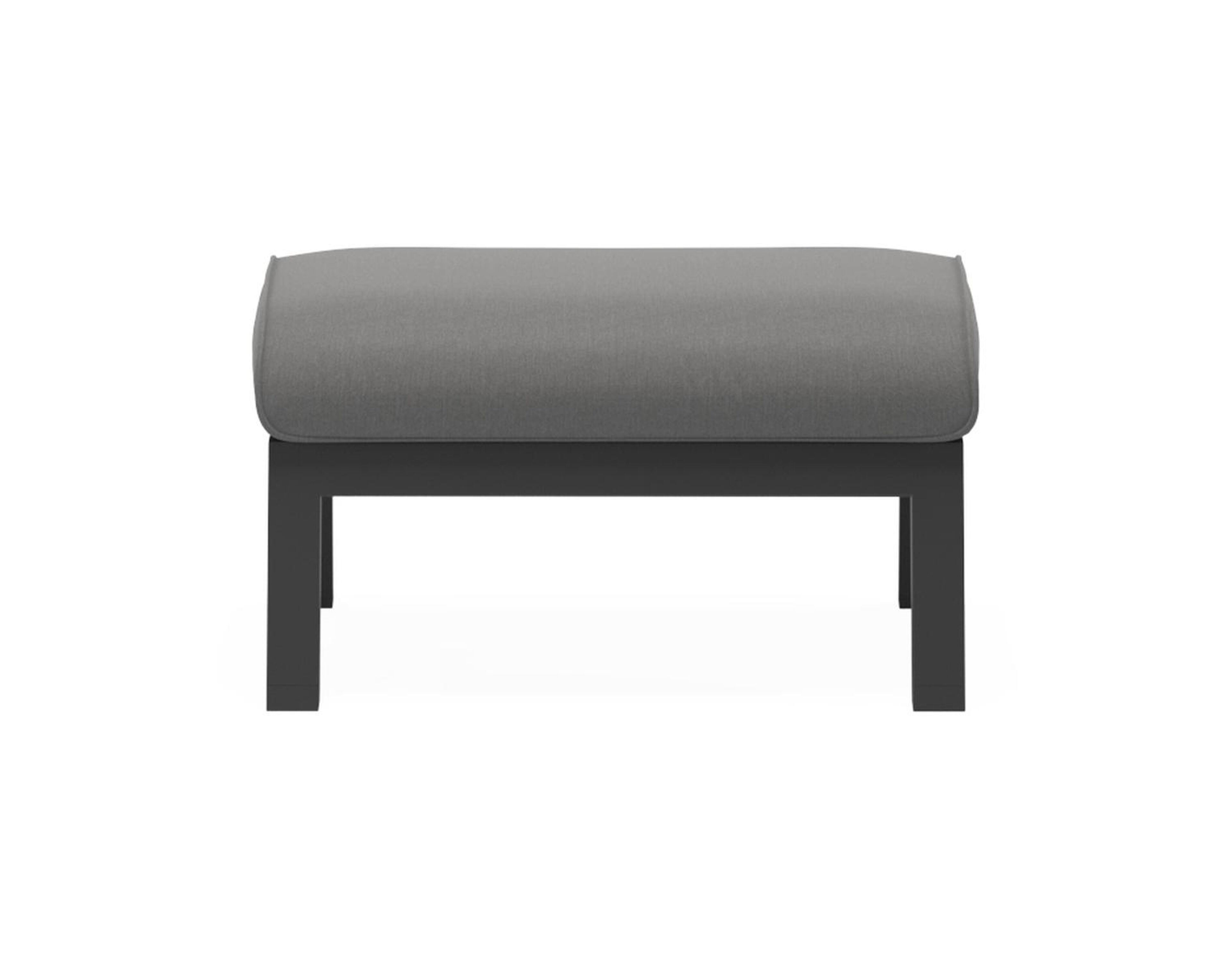 Zen'so poef in zwart aluminium met natte charcoal chine all weather sunbrella® luxe kussen