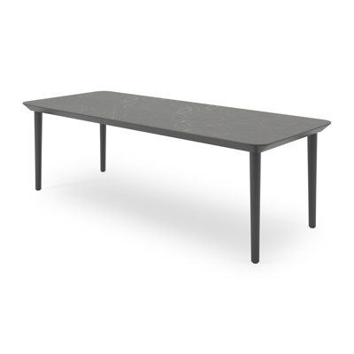 Orso tuintafel in zwart aluminium en volkeramiek black obsession - L 240 x B 100 x H 75,5 cm