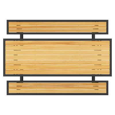 Sevilla picknicktafel in zwart aluminium en teak tafelblad - L 240 x B 175,5 x H 71 cm