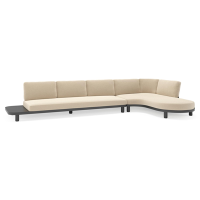 Donato loungehoek in zwart aluminium met all weather cosytica Althea Chalk kussen