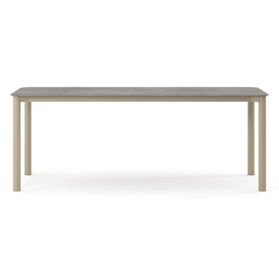 Orso tuintafel rechthoekig afgerond in beige aluminium en volkeramiek Aspen Grey - L 200 x B 80 x H 74.5 cm