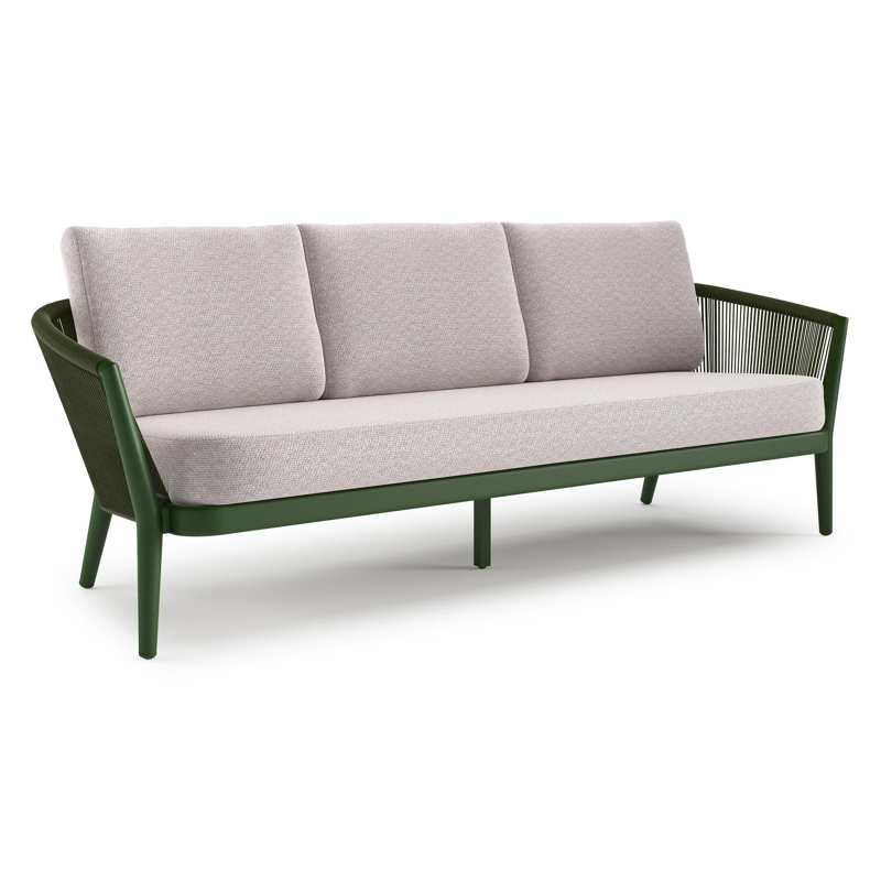 Orso loungebank in groen aluminium en groen verticaal geweven ronde rope met Wander Gobi all weather sunbrella® luxe kussen