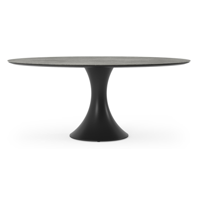 Fano tuintafel ovaal in zwart aluminium en volkeramiek aspen grey - L 180 x B 110 x H 75 cm