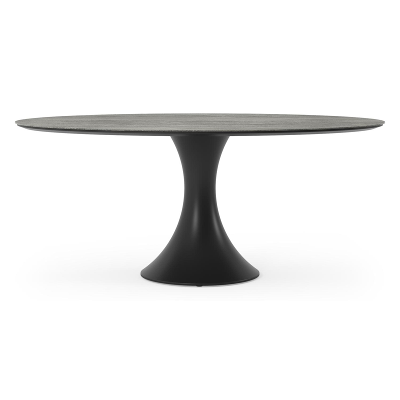 Fano tuintafel ovaal in zwart aluminium en volkeramiek aspen grey - L 180 x B 110 x H 75 cm