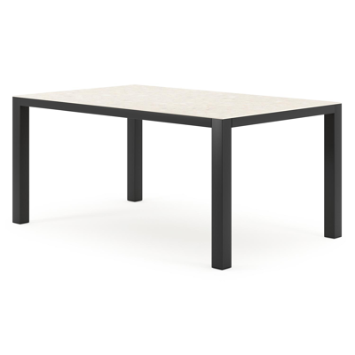 Como tuintafel in zwart aluminium en volkeramiek Retrostone - L 160 x B 100 x H 75 cm