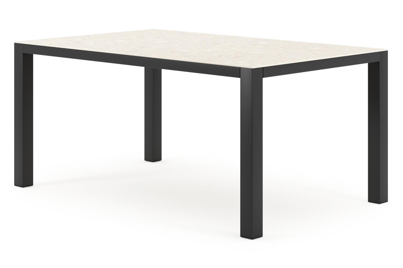 Como tuintafel in zwart aluminium en volkeramiek Retrostone - L 160 x B 100 x H 75 cm