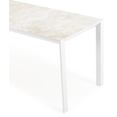 Malito tuintafel rechthoekig in wit aluminium en volkeramiek Rapolano L 220 x B 70 cm